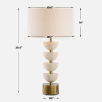 Braye Stacked Travertine & Gold Table Lamp