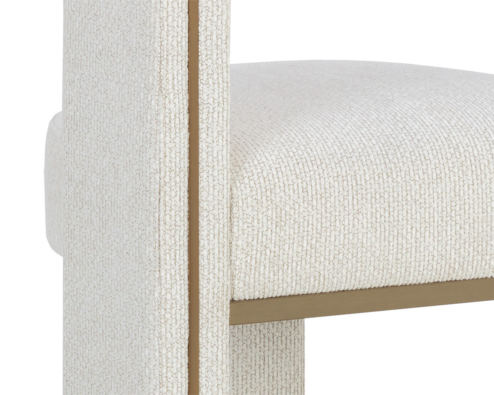 Adamina Light Barley Performance Fabric & Gold Bar Stool