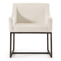 Isabeau Modern Beige Velvet & Brass Dining Chair