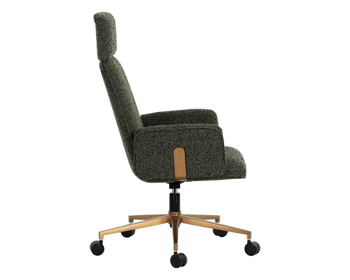 Kalev Plush Fabric & Gold Desk Chair