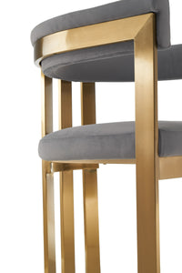 Thisbe Modern Grey Velvet + Champagne Gold Dining Chair