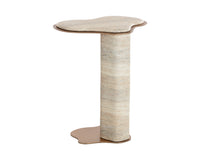 Isola Sand Faux Travertine Concrete Indoor Outdoor Accent Table