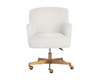 Karina White Boucle & Gold Curved Desk Chair