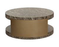 Cavette Dark Emperador Faux Marble & Brass Coffee Table - Indoor/Outdoor