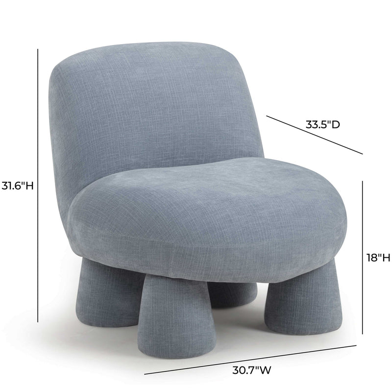Aishen Blue Upcycled Chenille Accent Chair