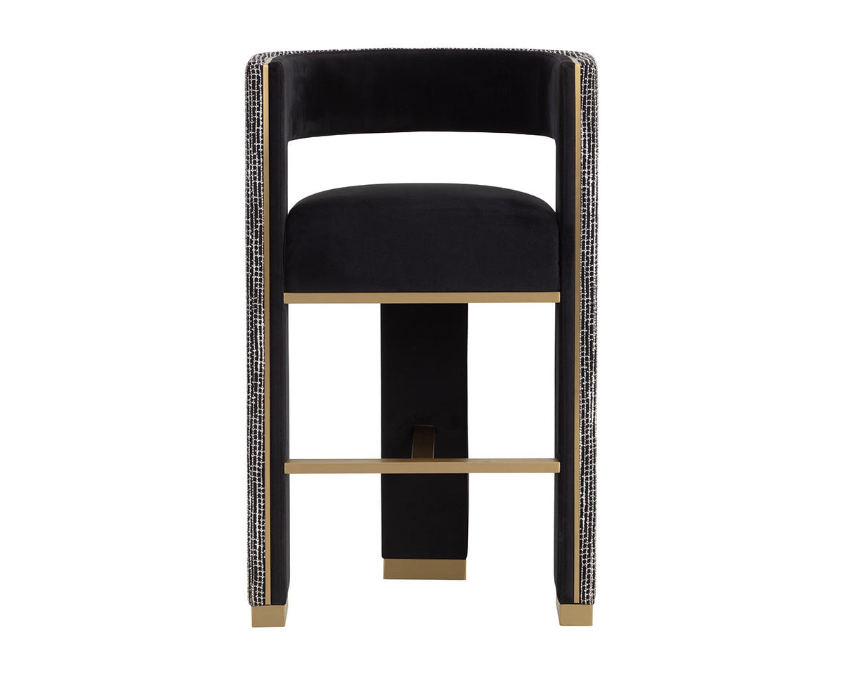 Adamina Black, Night Fabric & Gold Bar Stool