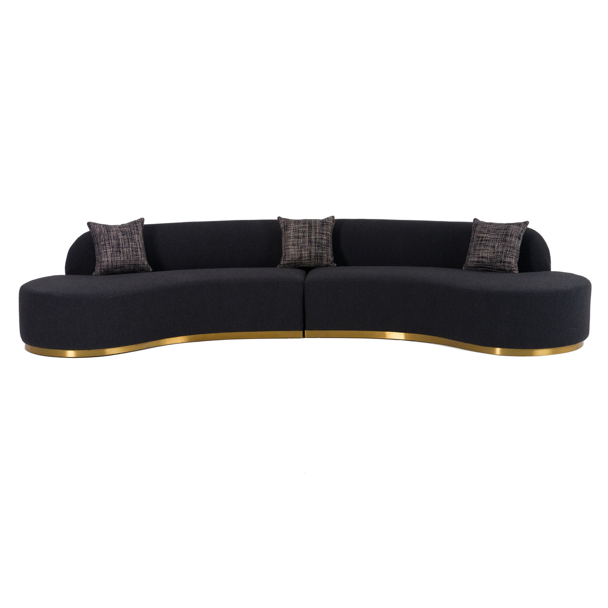 Giovanni 150" Black Curved Sectional Sofa