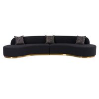 Giovanni 150" Black Curved Sectional Sofa