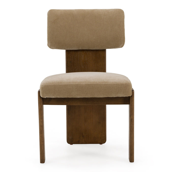 Doritte Modern Tan Upholstered Dining Chairs with Casters (Set of 2)