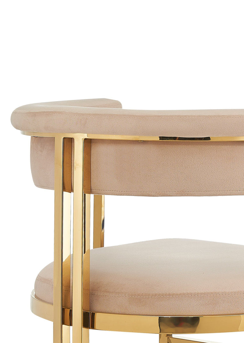 Clancy Modern Beige Velvet + Gold Dining Chair