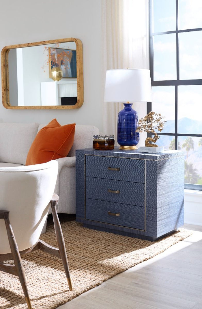 Noah Blue 3 Drawer Nightstand