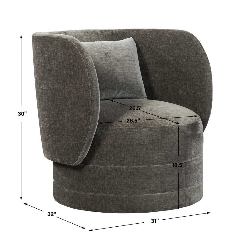 Venzio Grey Velvet Swivel Chair