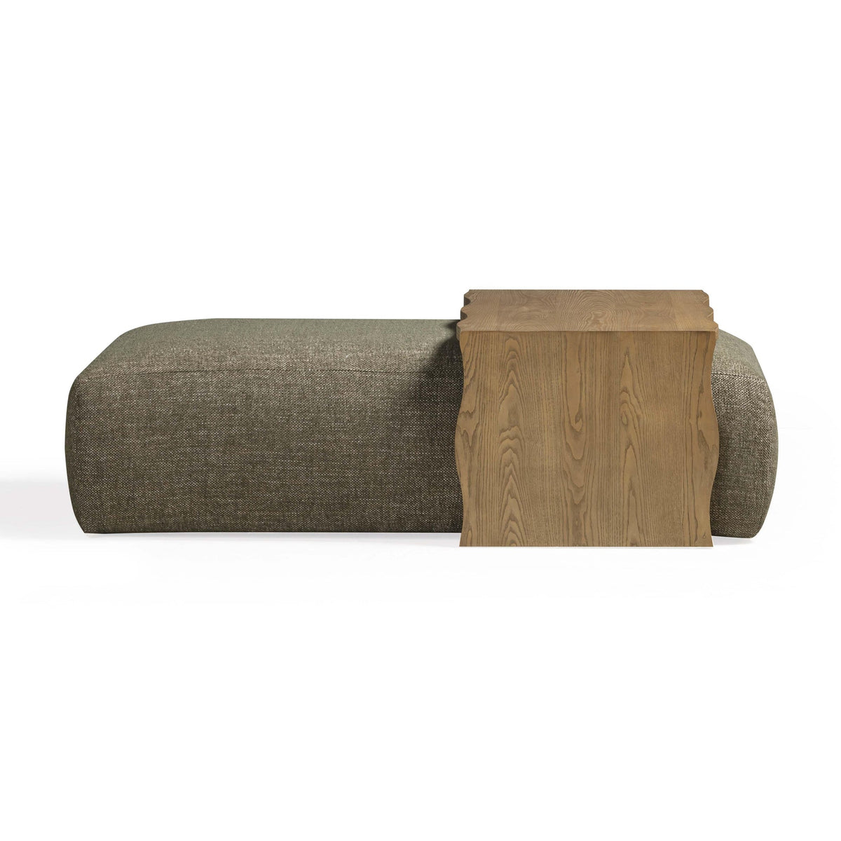 Spencer Green Performance Basketweave Ottoman with Coffee Table