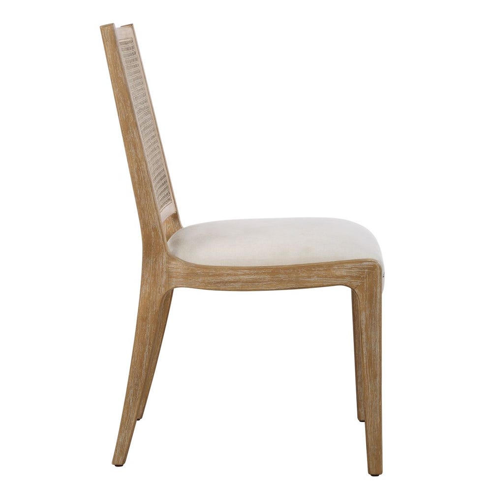 Coastal Rattan Upholstered Dining Chair (Set of 2)