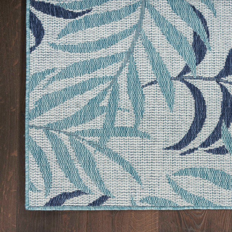 Annaleisa Indoor/Outdoor Blue Leaves Area Rug - Elegance Collection