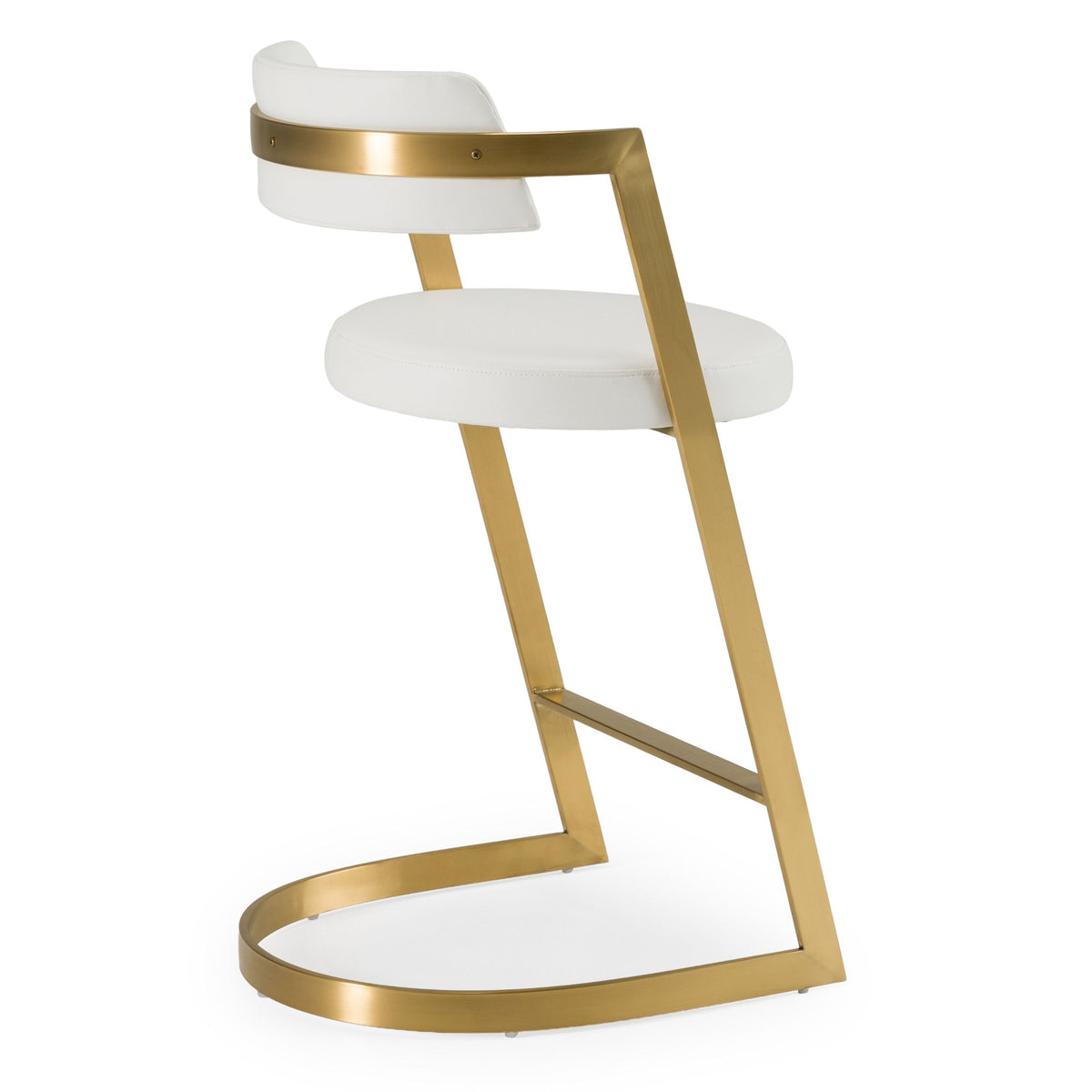 Diana White Leatherette & Gold Counter Stool