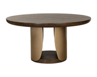 Sultana 59" Dark Oak Concrete & Brushed Brass Round Dining Table - Indoor/Outdoor