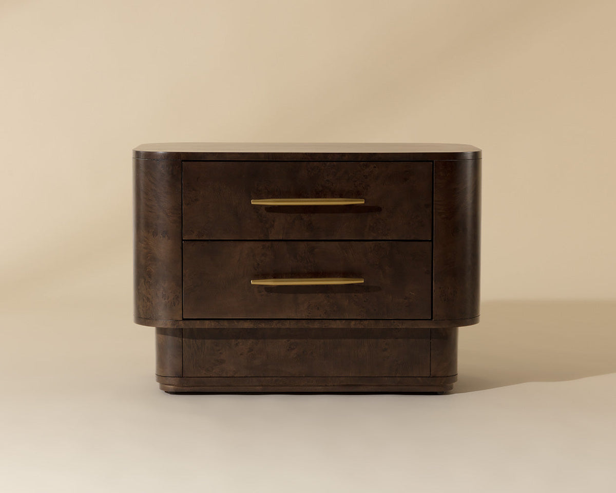 Ezekiel 32" Maple Burl Veneer &Gold Nightstand