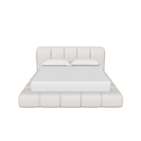 Olena Oatmeal Plush Upholstered Channel Bed