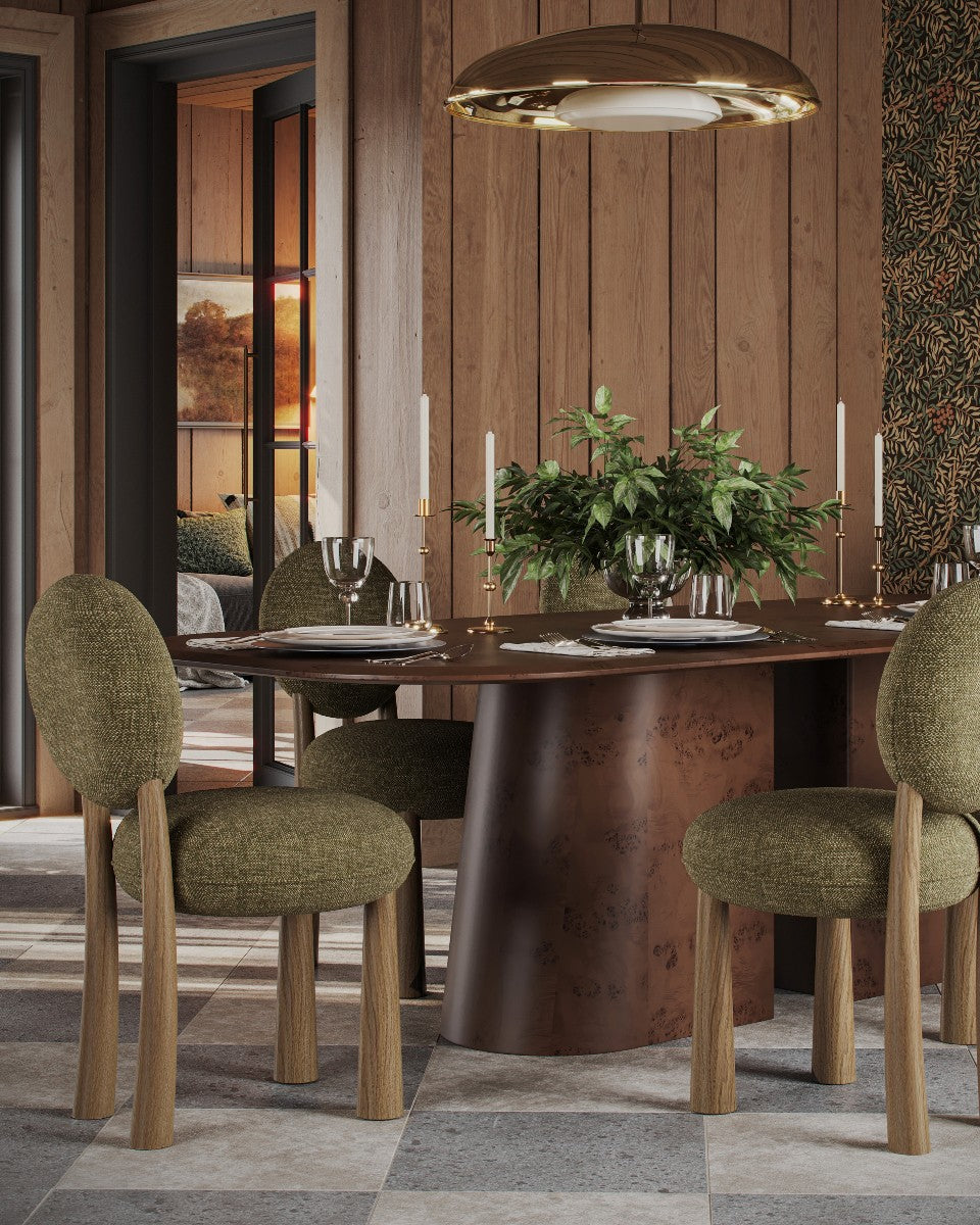 Gladyss 87" Burl Oval Dining Table