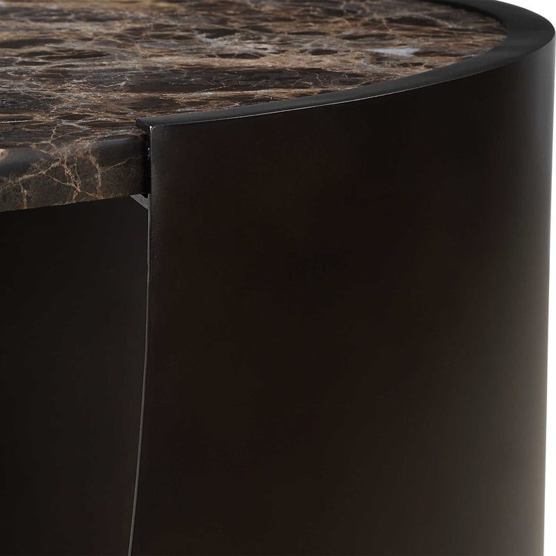 Hudson Chocolate Brown Marble End Table