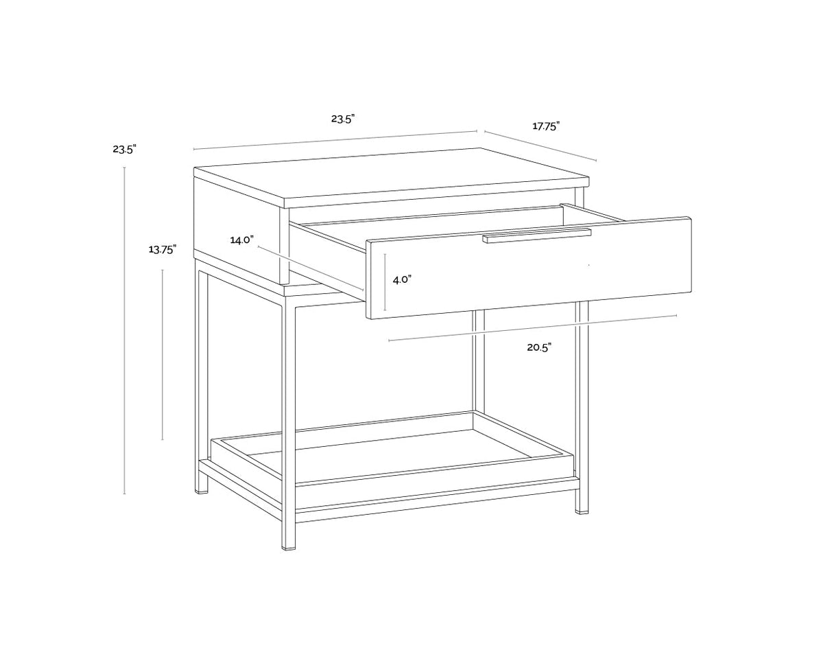 Rebel 23.5" Charcoal Grey & Gold Nightstand