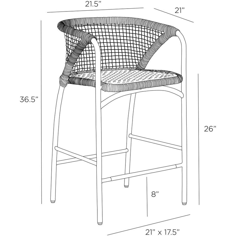 Enzo Buff Plain Weave Outdoor Counter Stool