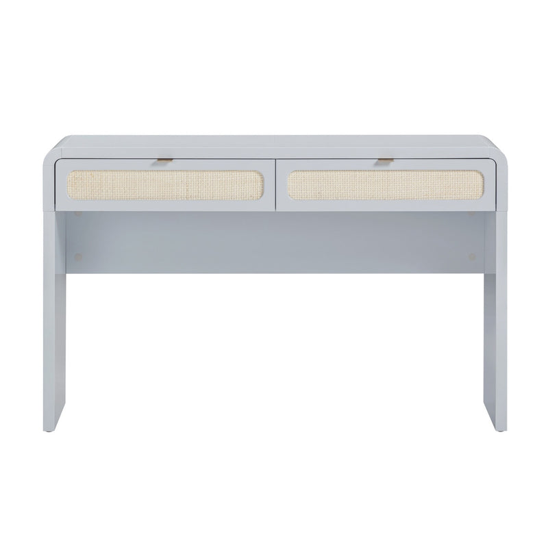 Ameline Pastel Blue Rattan Console/Desk