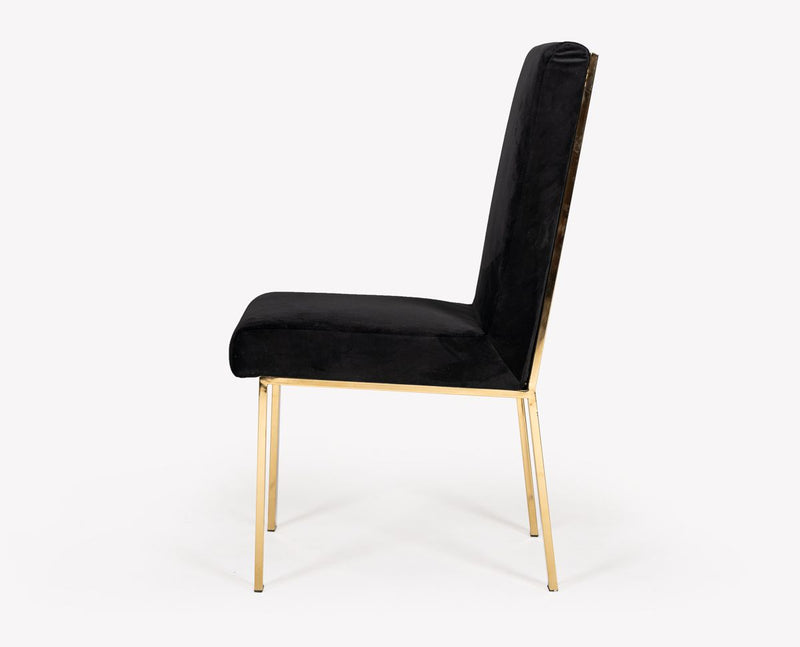 Dhana Modern Black Velvet & Gold Dining Chair