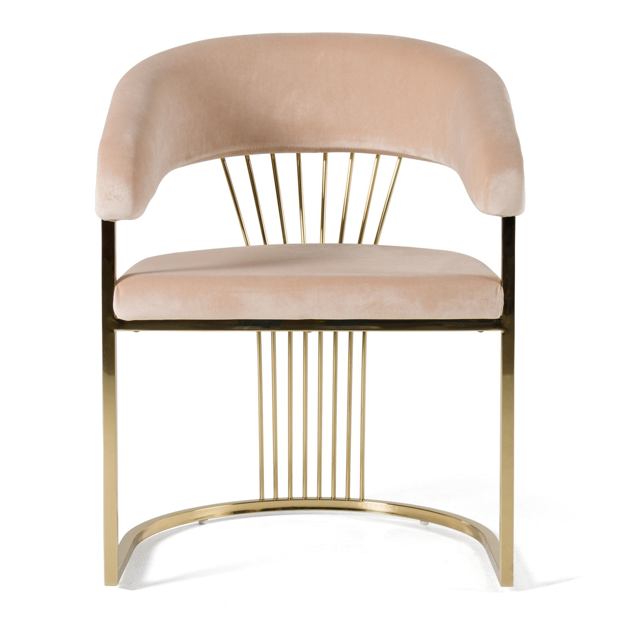Adelpha Beige Velvet with Polished Gold Dining Chair (Small) - Luxury Living Collection