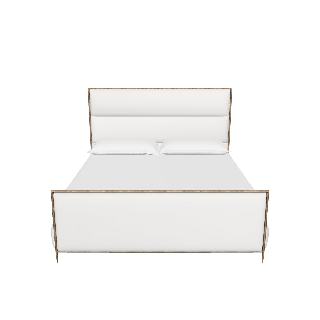 Yasmine Alabaster Performance Fabric & Antique Brass King Bed
