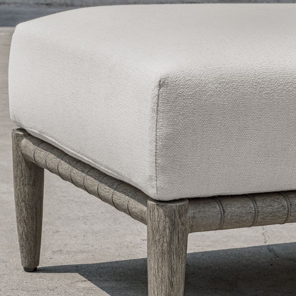Clara White & Grey Outdoor Ottoman