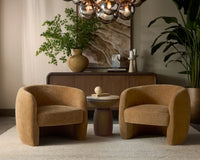 Orula Faux Marble & Brown Oak Concrete Indoor/Outdoor Accent Table