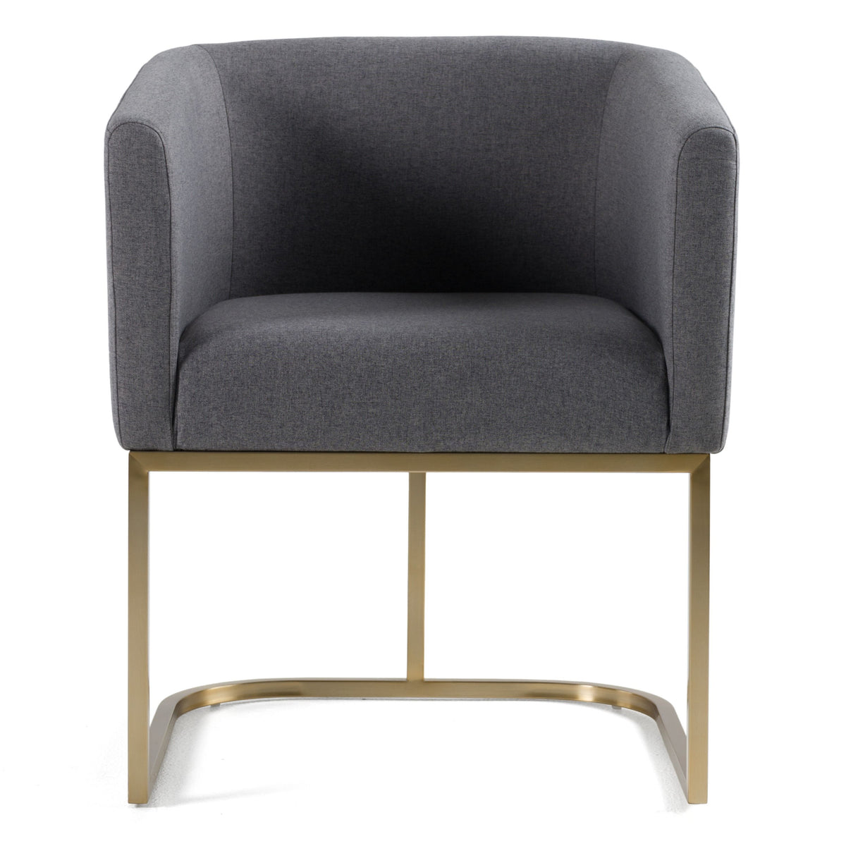 Ren Modern Dark Grey Fabric & Antique Brass Dining Chair
