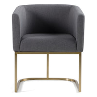 Ren Modern Dark Grey Fabric & Antique Brass Dining Chair