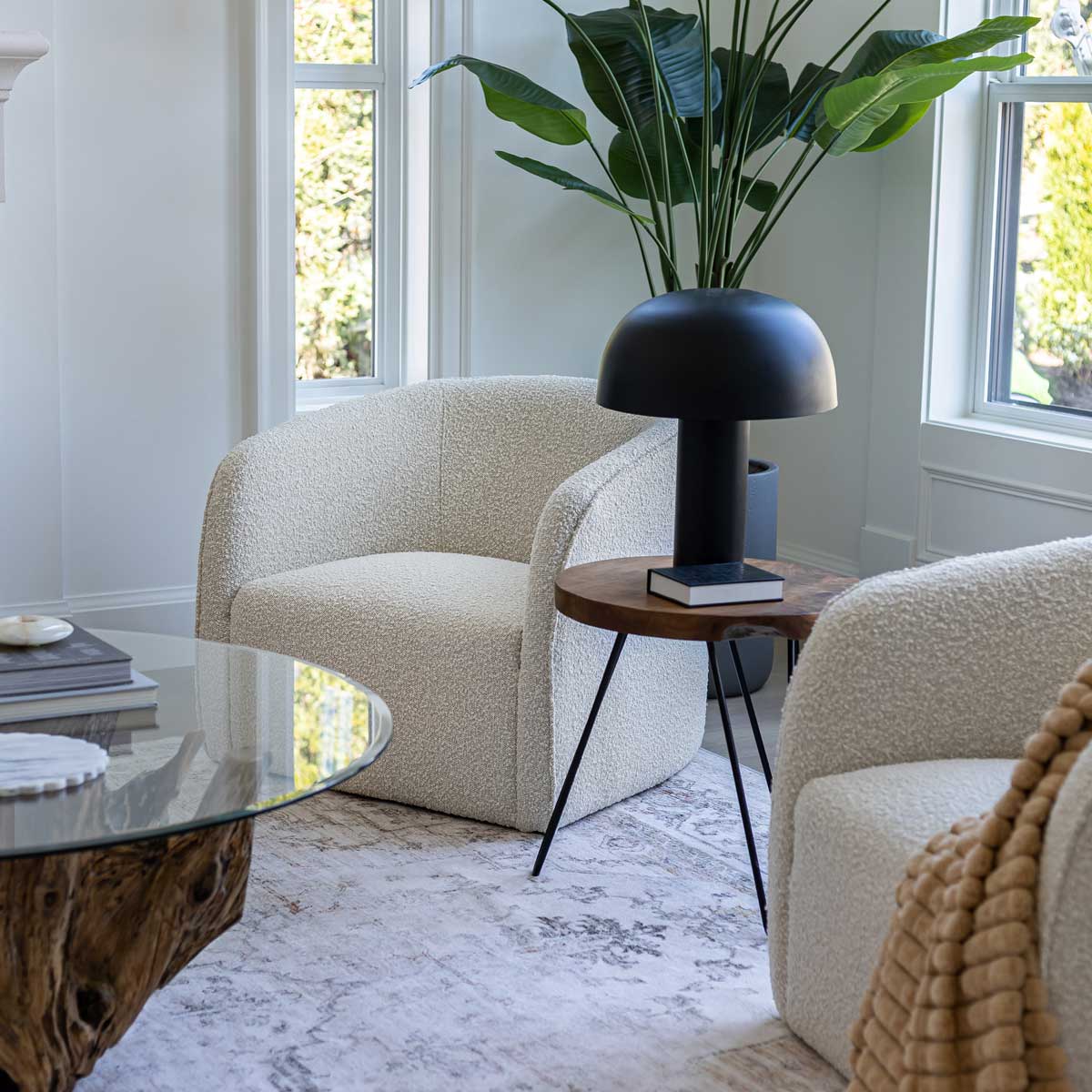 Vinita Cream Boucle Accent Chair