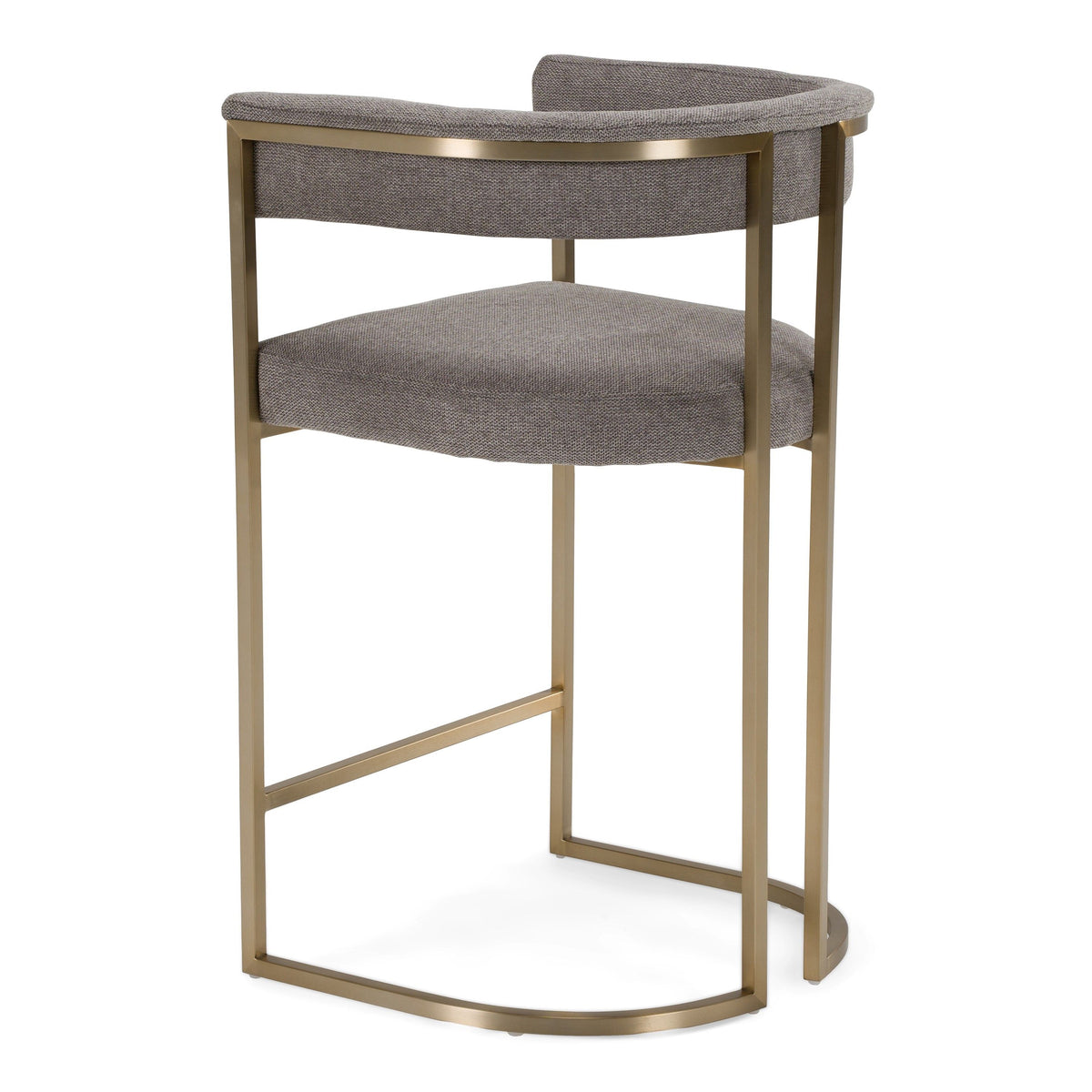 Jasmine Modern Grey Fabric & Antique Brass Counter Stool