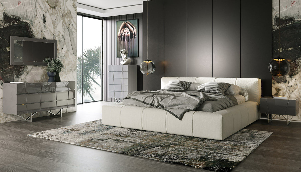 Toma Cream Channel Tufting Bed