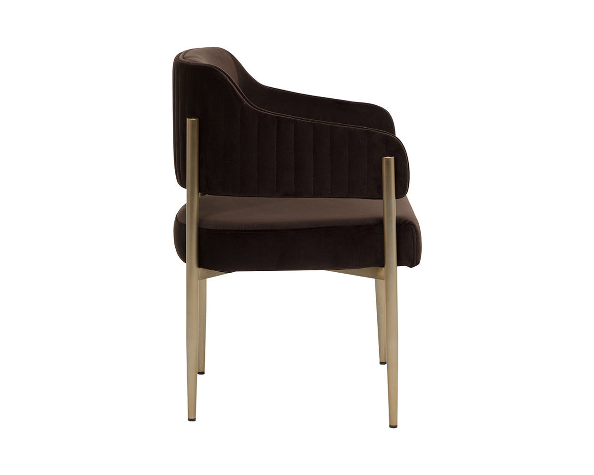 Tova Mink Plush Fabric & Stainless Steel Dining Armchair