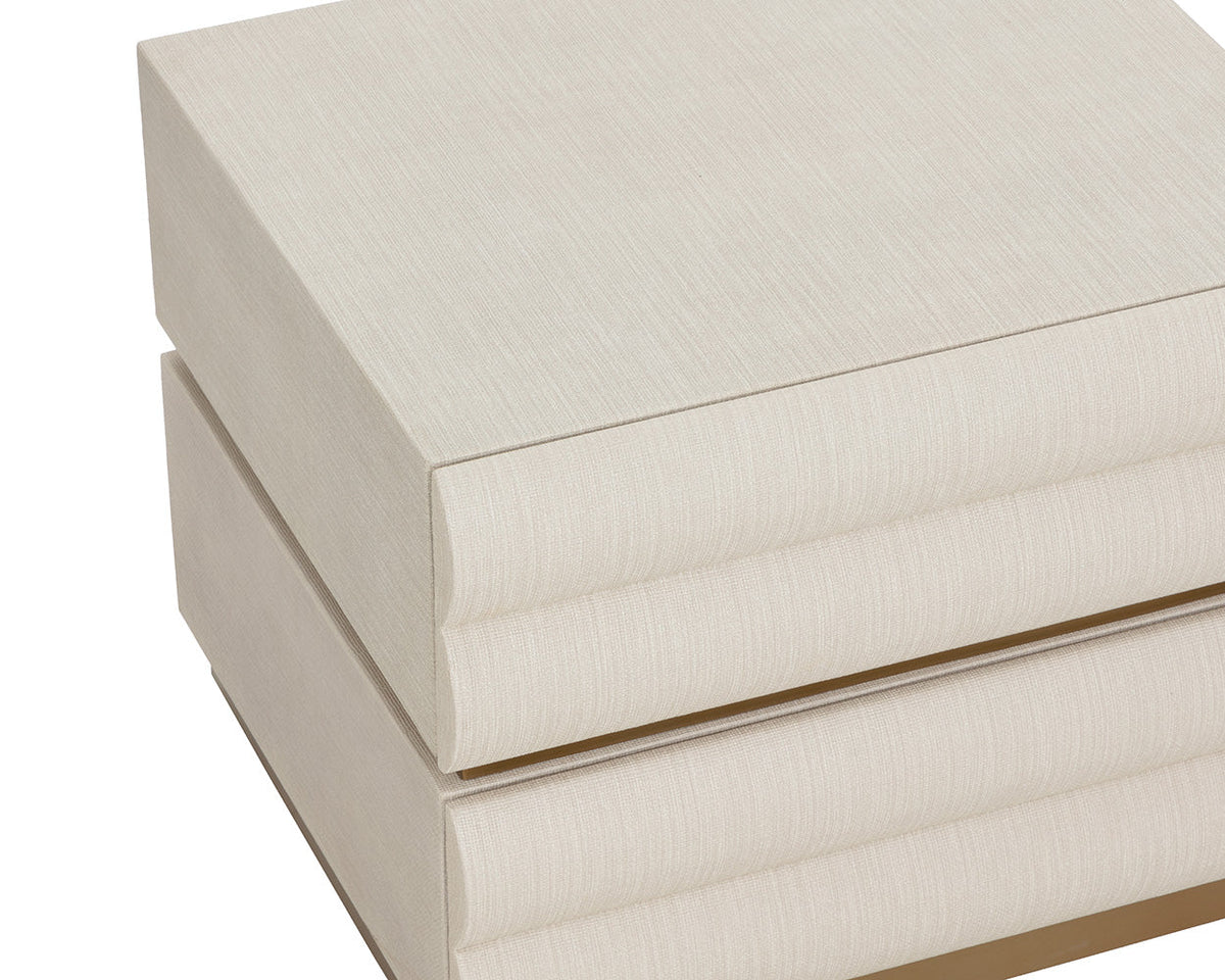 Subira Cream Faux Leather & Wood, Gold Nightstand
