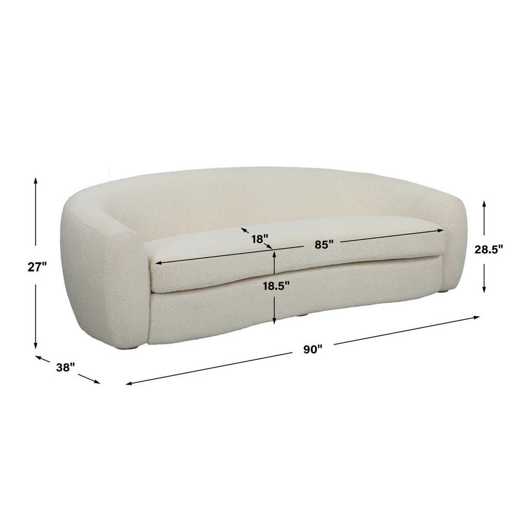 Eesha 90" Luxurious Off-White Faux Shearling Sofa
