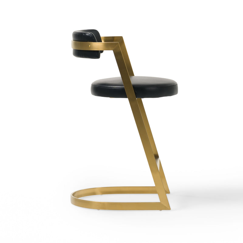 Diana Black Leatherette & Gold Counter Stool