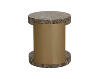 Cavette Dark Emperador Faux Marble & Brass End Table- Indoor/Outdoor