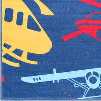 Helicopters & Planes Navy Multicolour Area Rug