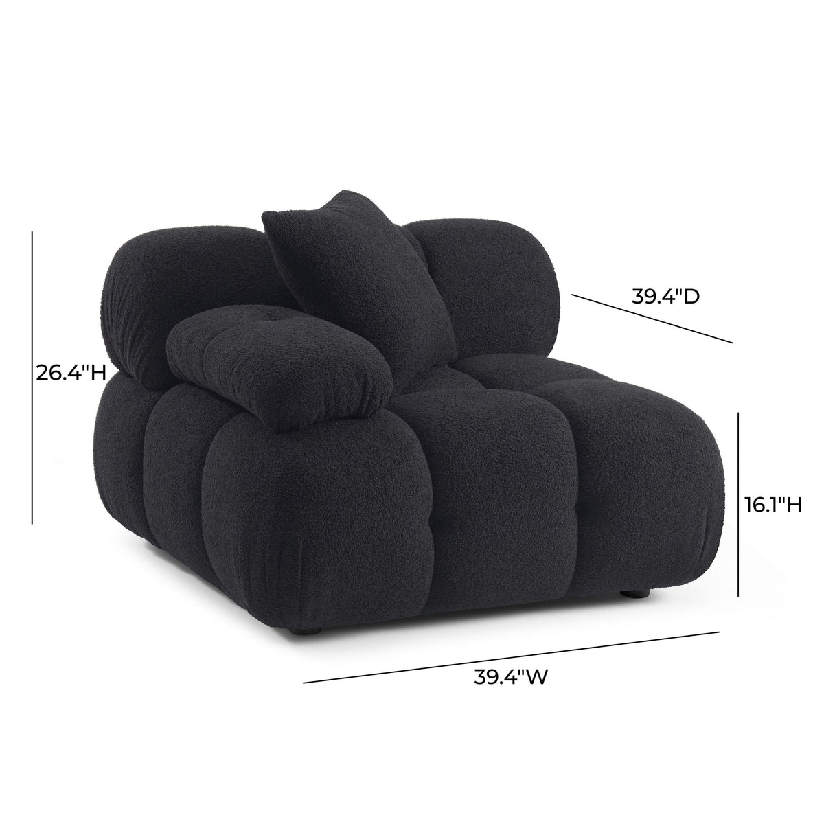 Vogue Black Performance Vegan Shearling Modular Corner Chair