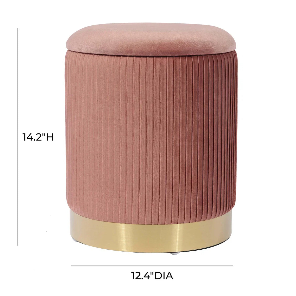 Kiana 12.4" Blush Performance Velvet Storage Ottoman