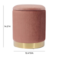 Kiana 12.4" Blush Performance Velvet Storage Ottoman