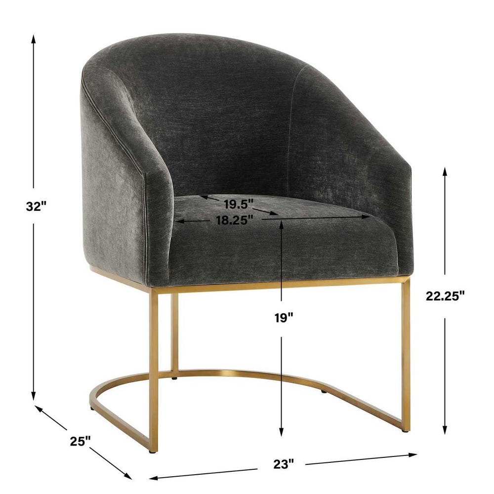 Bianca Grey Velvet  & Gold Dining Arm Chair
