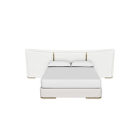 Clarimond Taupe & Light Moon Fabric King Bed with Brushed Gold