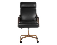 Collin Black Leather & Oak Brushed Gold Desk Chair